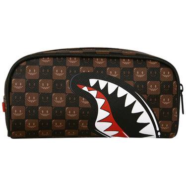 Beauty Case Unisex Sprayground - Sharks In Paris Wtf Bubble Brown Check Pouch - Marrone