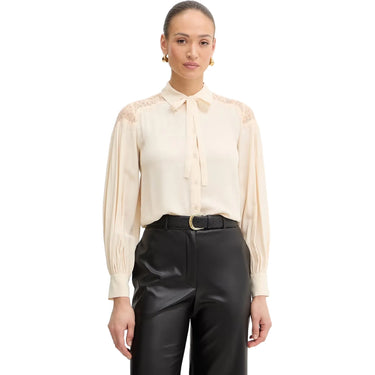 Bluse e camicie Donna Twinset - Camicia M/L Con Pizzo E Fiocco Staccabile - Beige