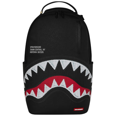Zaini Casual Unisex Sprayground - Shark Central Black Embroidered Shark Backpack - Nero