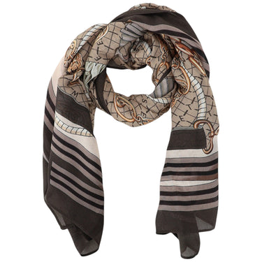 Sciarpe Donna Twinset - Kefia In Tessuto Stampa Catene E Nappe - Marrone