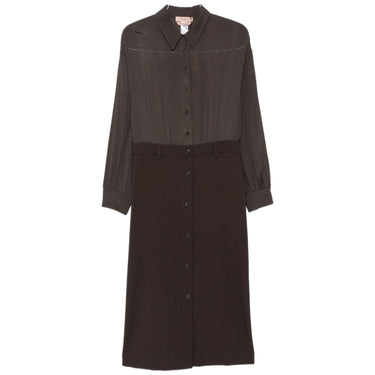 Vestiti casual Donna Twinset - Abito Midi Bi-materiale - Marrone