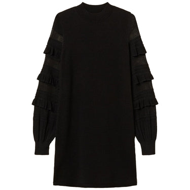 Vestiti casual Donna Twinset - Mini Abito In Maglia Con Rouches E Punto Rete - Nero