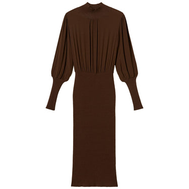 Vestiti casual Donna Twinset - Abito Lungo Bi-materiale Con Crepe De Chine - Marrone