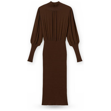 Vestiti casual Donna Twinset - Abito Lungo Bi-materiale Con Crepe De Chine - Marrone