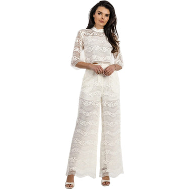 Pantaloni Donna Twinset - Pantalone Largo In Macrame' - Bianco