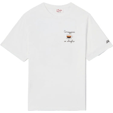 T-shirt Uomo Mc2 Saint Barth - T-Shirt With Embroidery - Bianco