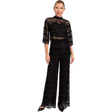 Pantaloni Donna Twinset - Pantalone Largo In Macrame' - Nero