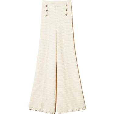 Pantaloni Donna Twinset - Pantalone In Maglia Bordi Crochet - Beige