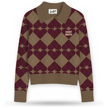 Polo a manica lunga Donna Mc2 Saint Barth - Long Sleeves Knit Polo SB Argyle Hearts 1945 - Multicolore