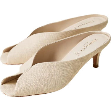 Ciabatte Donna Twinset - Mule In Pelle - Bianco-Gianni Foti