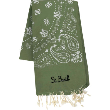 Teli mare Unisex Mc2 Saint Barth - Jacquard Beach Towel With Fringe - Verde