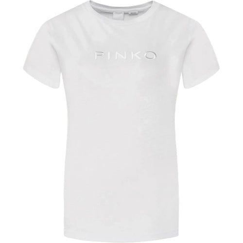 T-shirt Donna Pinko - Start T-Shirt Jersey Logo Pink - Bianco