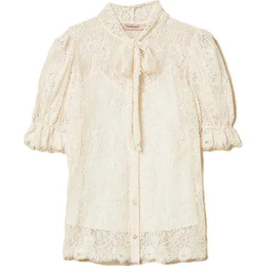 Camicie Donna Twinset - Camicia Maniche 3/4 In Pizzo - Bianco