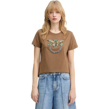 T-shirt Donna Pinko - Quentin T-Shirt Jersey Ricamo - Marrone