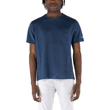 T-shirt Uomo Mc2 Saint Barth - Linen T-Shirt With Front Pocket - Blu - Gianni Foti