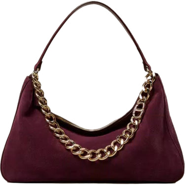 Borse a mano Donna Twinset - Tracolla Grande In Camoscio/Manico In Catena Logo - Bordeaux