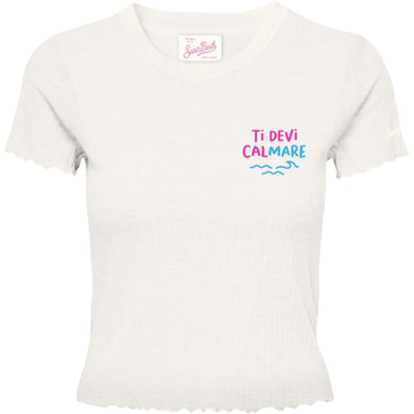 T-shirt Donna Mc2 Saint Barth - Woman T-Shirt In Rib - Bianco - Gianni Foti