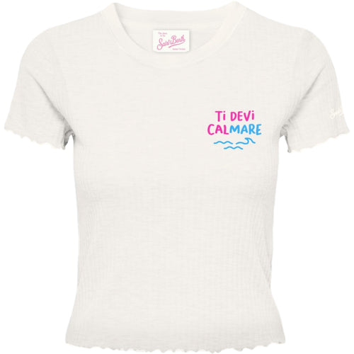 T-shirt Donna Mc2 Saint Barth - Woman T-Shirt In Rib - Bianco