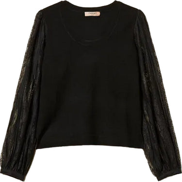 Bluse e camicie Donna Twinset - Maglia Con Pizzo Ricamato - Nero