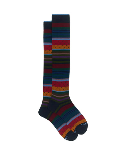 Calze Uomo Gallo - Lungo Co/Ea Fantasia Mix Multic - Blu