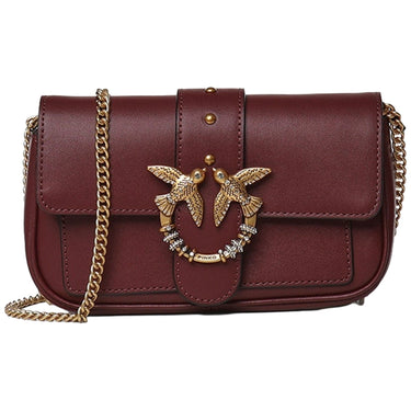 Borse a spalla Donna Pinko - Love Pocket New Buckle Vitello - Bordeaux