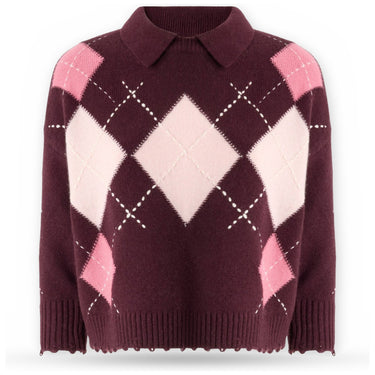 Polo Donna Pinko - Cork Polo Argyle Con Cloth Sti - Bordeaux