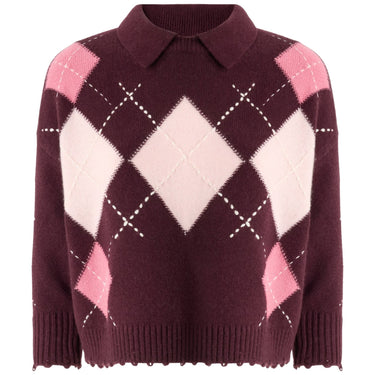 Polo Donna Pinko - Cork Polo Argyle Con Cloth Sti - Bordeaux