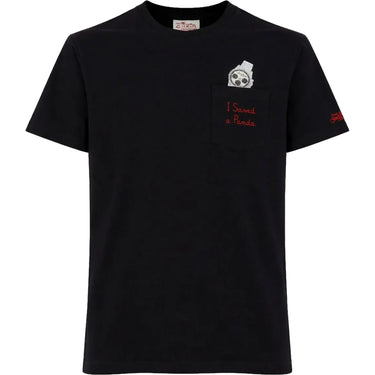T-shirt Uomo Mc2 Saint Barth - Cotton T-Shirt With Front Pocket And Print - Nero