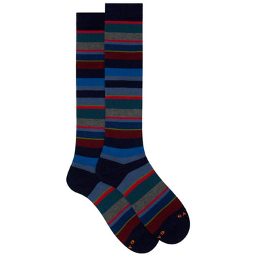 Calze Uomo Gallo - Uomo Lungo Co/Ly Leggero Righe Multicolor - Blu