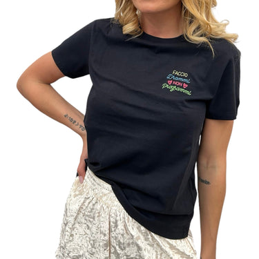 T-shirt Donna Mc2 Saint Barth - Cotton Crew Neck T-Shirt - Nero - Gianni Foti