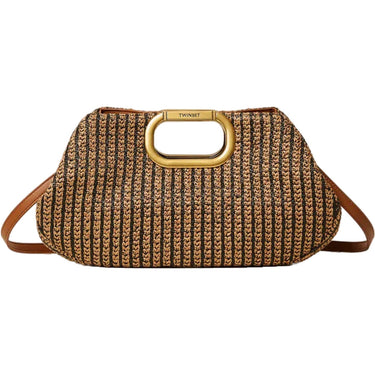 Pochette e Clutch Donna Twinset - Maxi Clutch Effetto Paglia - Marrone