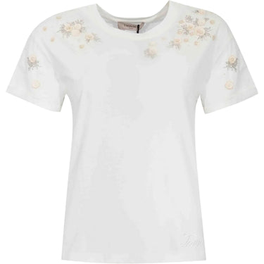 T-shirt Donna Twinset - T-Shirt In Jersey Con Ricami - Bianco