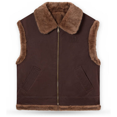 Gilet Donna Mc2 Saint Barth - Faux Shearling Gilet 18D Dark Brown SB Patch - Marrone
