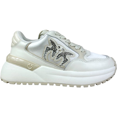 Sneaker Donna Pinko - Sneaker Calf Leather/Satin - Bianco