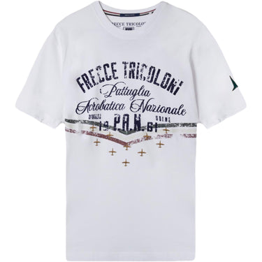 T-shirt Uomo Aeronautica Militare - T-shirt stampa flock Frecce Tricolori - Bianco - Gianni Foti