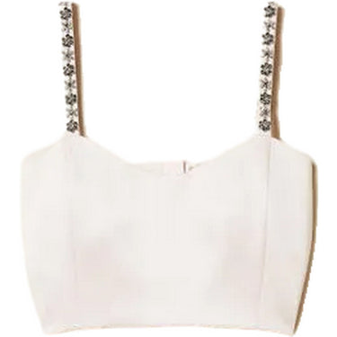 Canotte e top Donna Twinset - Top Corto Con Spallini Ricamati - Rosa