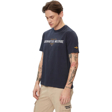 T-shirt Uomo Aeronautica Militare - T-shirt stampa flock Frecce Tricolori - Blu - Gianni Foti