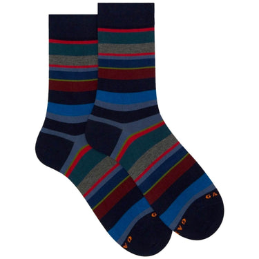 Calzini Uomo Gallo - Uomo Corto Co/Ea Leggero Righe Multi - Blu