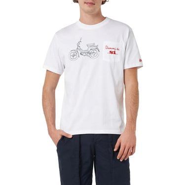 T-shirt Uomo Mc2 Saint Barth - Cotton T-Shirt With Front Pocket And Print - Bianco - Gianni Foti