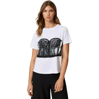 T-shirt Donna Twinset - T-Shirt M/C In Jersey Di Cotone - Bianco - Gianni Foti