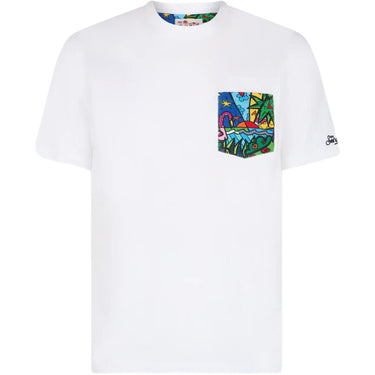 T-shirt Uomo Mc2 Saint Barth - Cotton T Shirt With Printed Details - Bianco - Gianni Foti