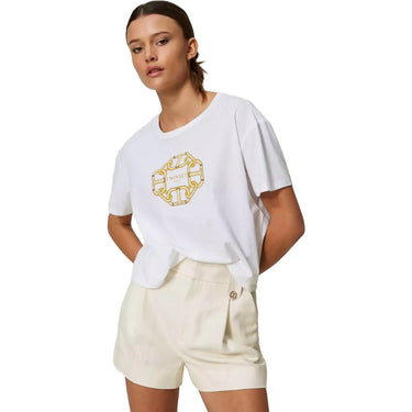 T-shirt Donna Twinset - T-Shirt Con Stampa Catena - Bianco - Gianni Foti