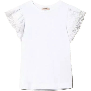 T-shirt Donna Twinset - T-Shirt C/Maniche Ad Aletta Ricamate - Bianco - Gianni Foti
