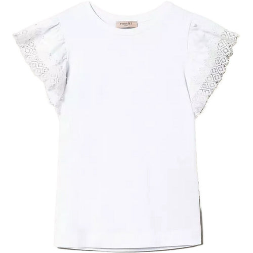 T-shirt Donna Twinset - T-Shirt C/Maniche Ad Aletta Ricamate - Bianco