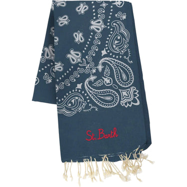 Teli mare Unisex Mc2 Saint Barth - Jacquard Beach Towel With Fringe - Blu
