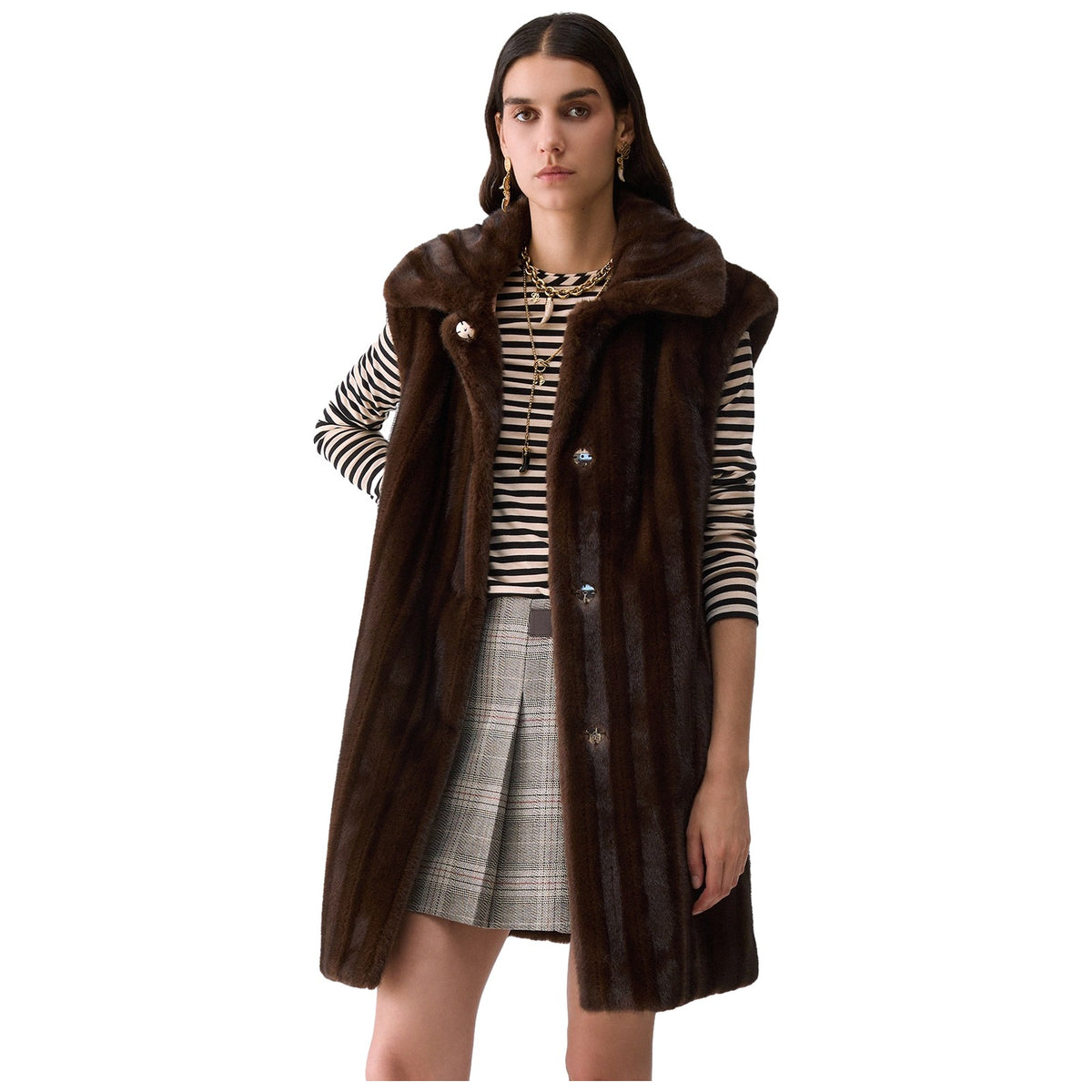 Giacconi Donna Liu Jo - Ecs Gilet Ecopelliccia - Marrone