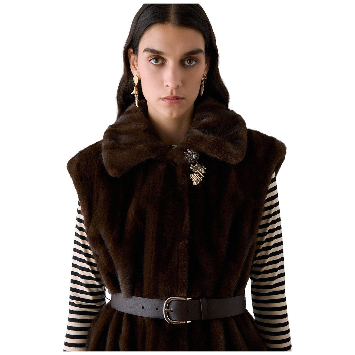 Giacconi Donna Liu Jo - Ecs Gilet Ecopelliccia - Marrone