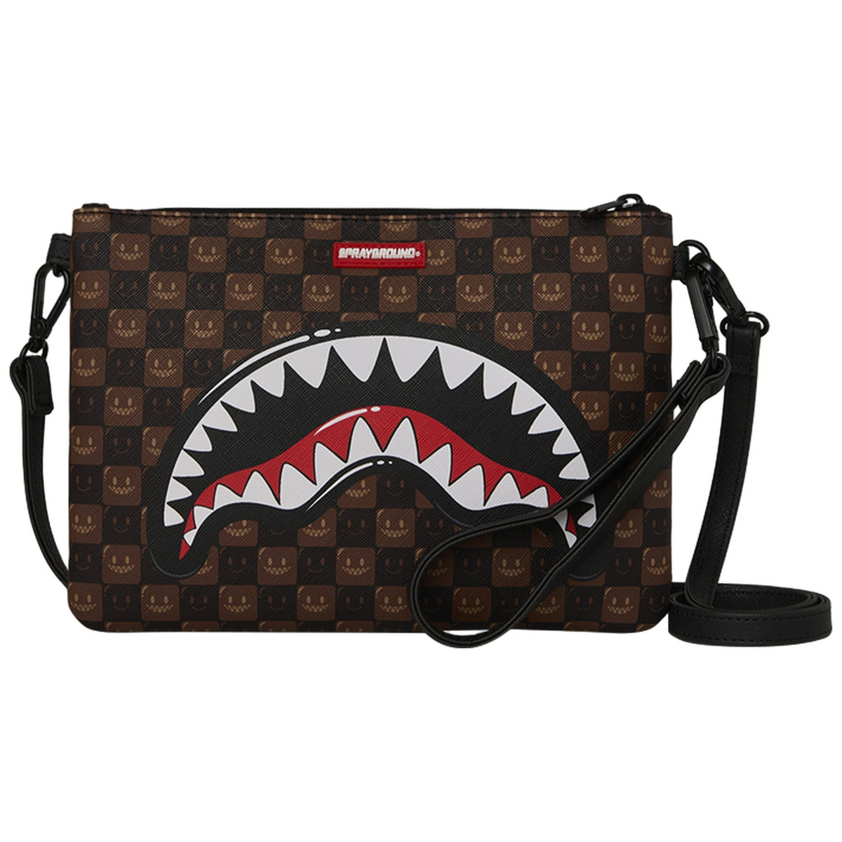 Tote da viaggio Unisex Sprayground - Sharks In Paris Wtf Bubble Brown Check Crossover Clutch - Marrone