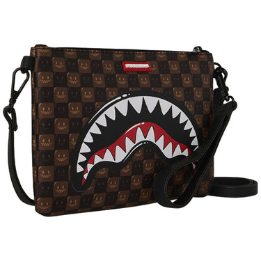 Tote da viaggio Unisex Sprayground - Sharks In Paris Wtf Bubble Brown Check Crossover Clutch - Marrone