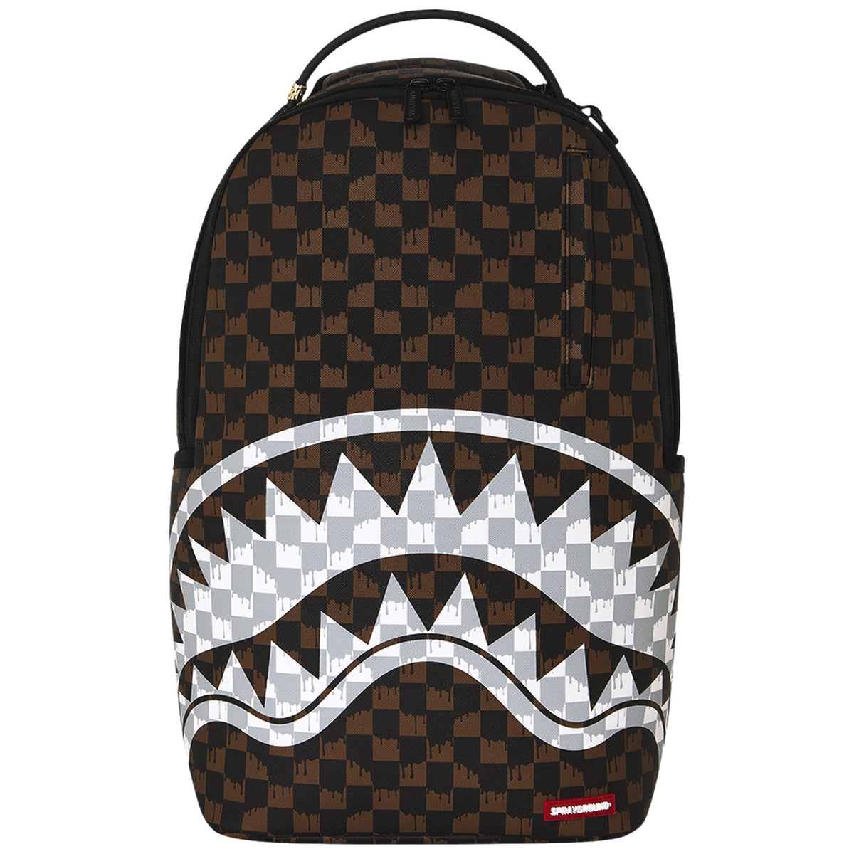 Zaini Casual Unisex Sprayground - Brown And Cream Drip Check Shark Backpack - Marrone